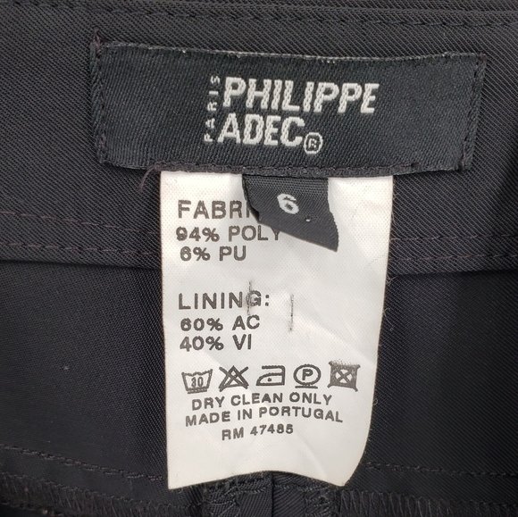 PHILIPPE Adec Paris Women US 6 black trousers pants front zip pockets Poly blend - Picture 2 of 11